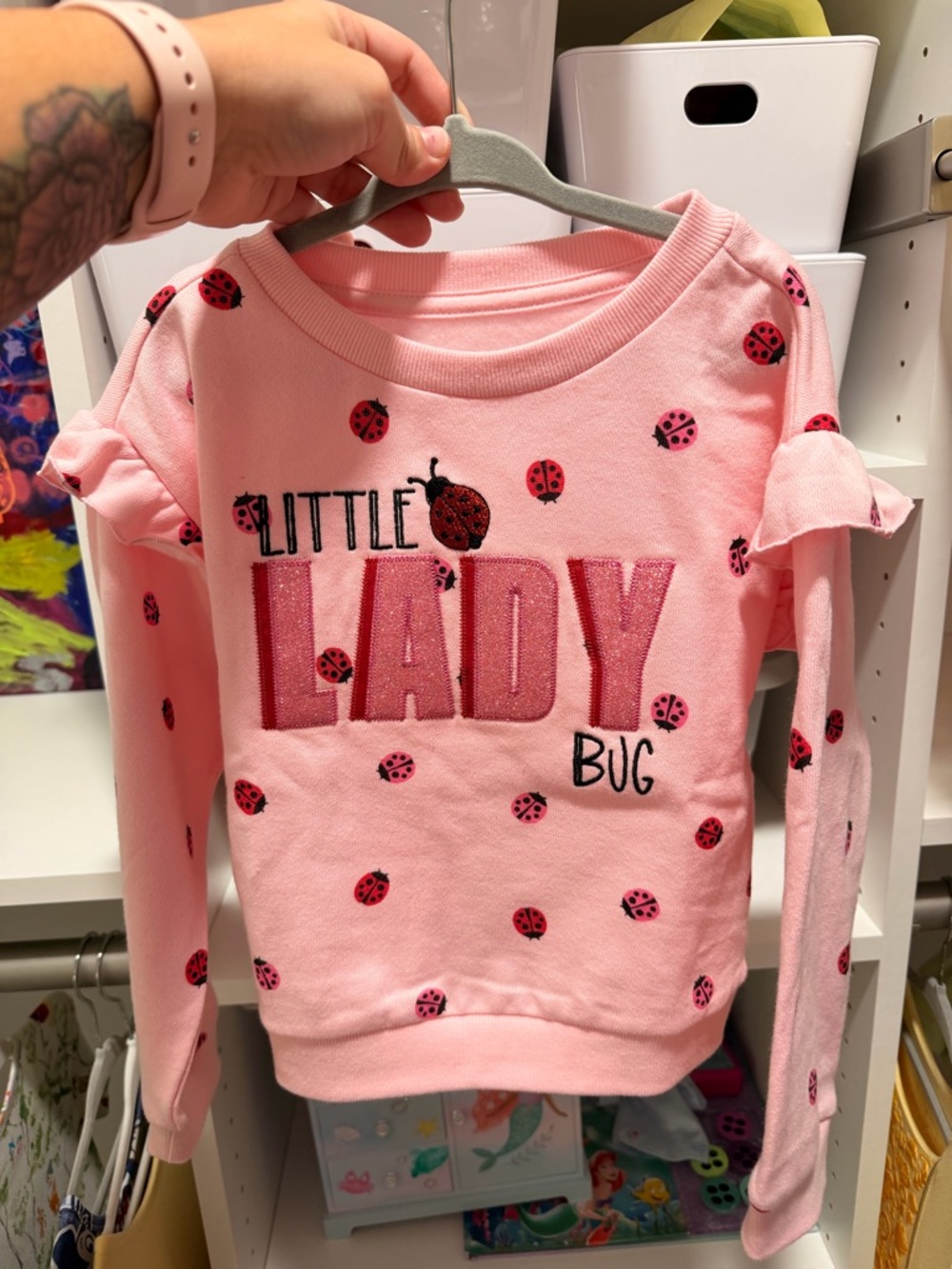 Little Ladybug Pink Long-Sleeve Top for Girls 4T